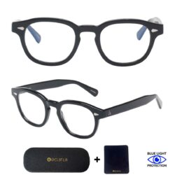 Lentes de Acetato, Protectores de Luz Azul, Unisex, Alta Calidad, Negro 998-001(A)