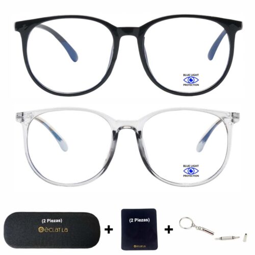 2 Pza Gafas Protectores Luz Azul Negro/Humo