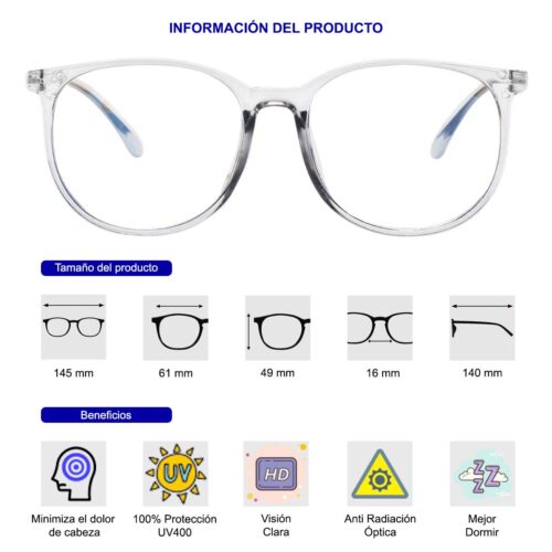 Gafas De Filtro De Luz Azul, Anti Tension De Ojos, Humo. - Imagen 2