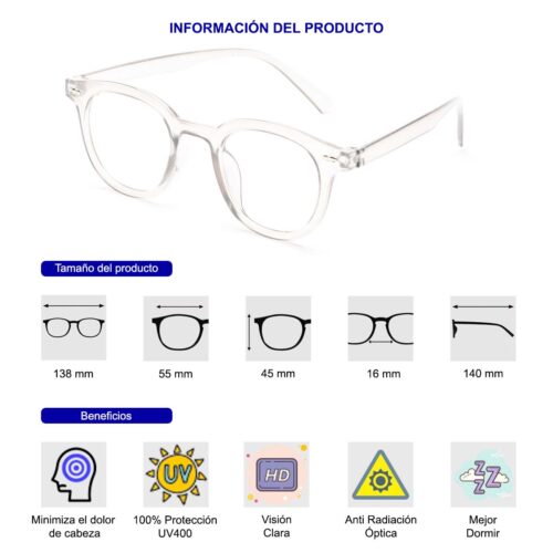 Lentes De Filtro De Luz Azul, Anti Tension De Ojos, Cristal 980-003 (C) - Imagen 2