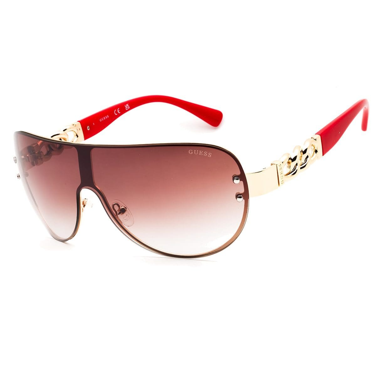 Guess, Lentes de Sol, Uni, Shield, GU00037 Gold/Smoke Red Gradient