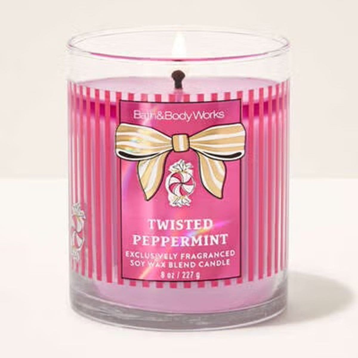 Vela 227gr de 1 Pabilo Bath & Body Works Twisted Peppermint