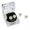 Aretes Acero Inoxidable De Lujo, con Zirconia de 9mm, Oro.