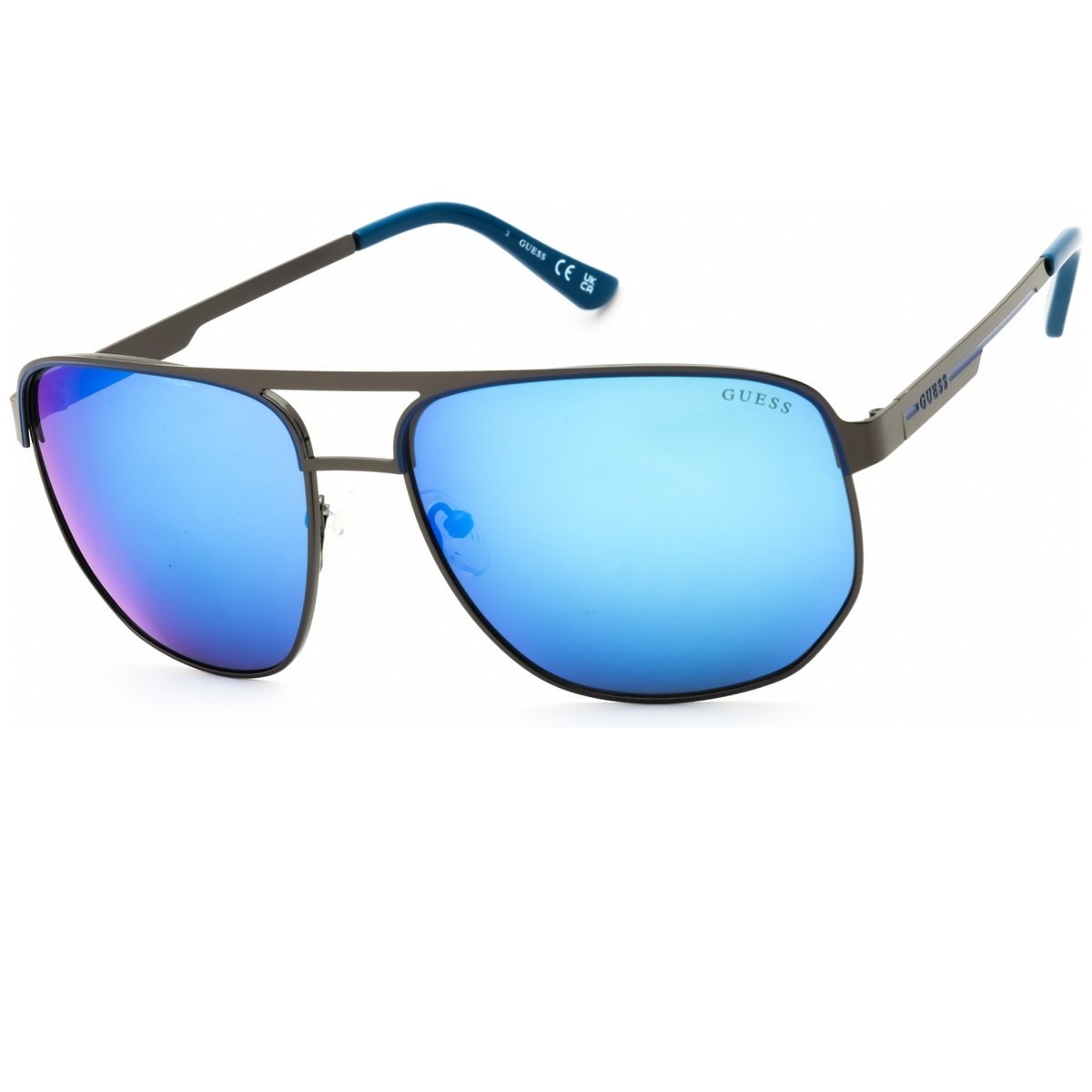 Guess Factory, Lentes de Sol, Oval, Uni, GF00061 Shiny Dark Nickeltin / Blue Mirror